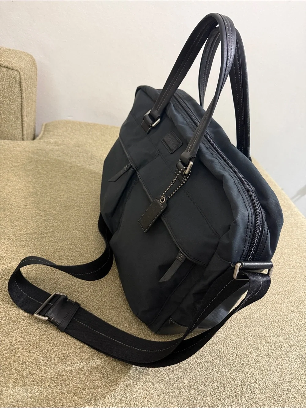 COACH Black Nylon Classic Commuter Messenger Bag Laptop Briefcase Travel